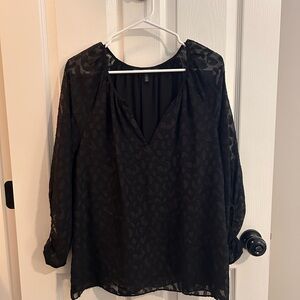White House Black Market Black Patterned Blouse